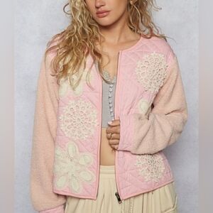 POL Pink Crochet Flower Zip Jacket 🩷🪷